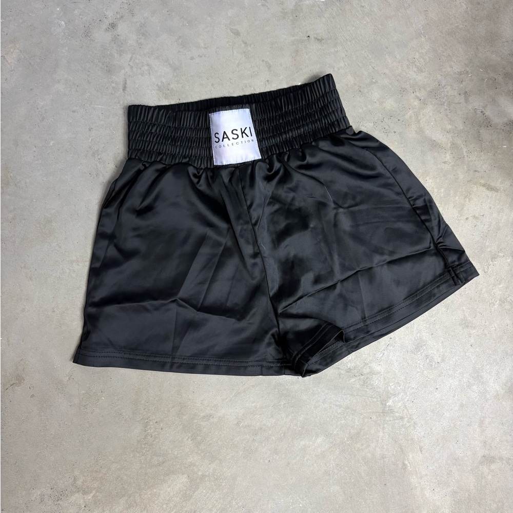 SASKI Women's Black Satin Shorts
